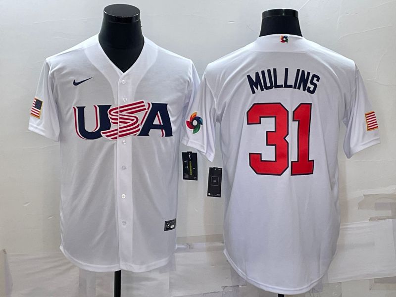 Men 2023 World Cub USA 31 Mullins White Nike MLB Jersey8